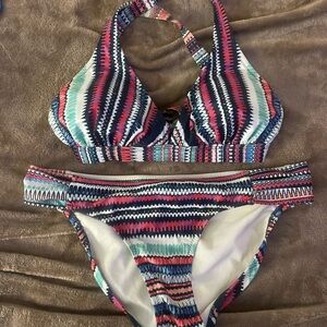 Jessica Simpson Multicolor Zigzag Bikini